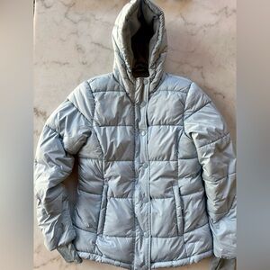 Light Blue Puffer Jacket | Amazon Essentials Heavyweight Hooded Puffer Coat